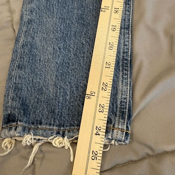 AGOLDE Riley High Rise Cropped Straight Jeans Button Fly Light Distress Size 23 - Picture 12 of 14